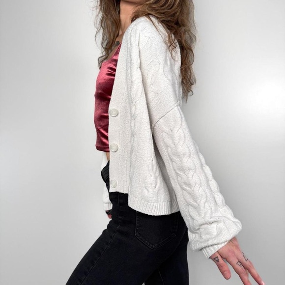 Wild Fable White Cable Knit Cardigan | Size M - Picture 3 of 5